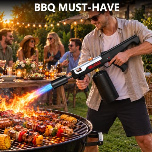 Image of ARTFLAMM Turbo Propane Torch Gun with One-Touch Max Flame Boost, Powerful Blow Torch with Adjustable Flame for Weed Removal, BBQ, Fire Starting, Grilling & Outdoor Use