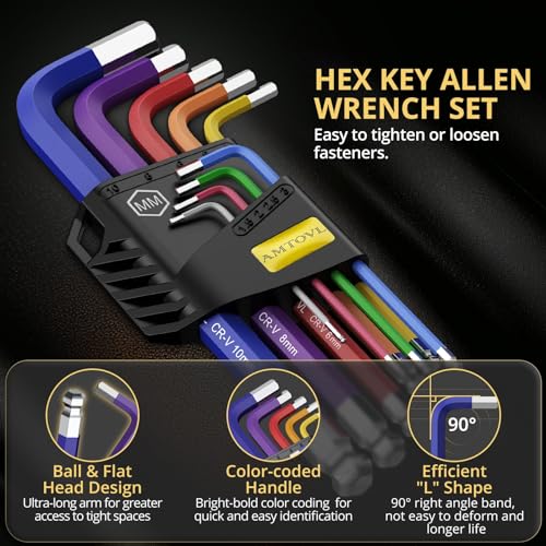 Amtovl AVL015AVLUKM Hex Key Set, 9Pcs Metric Allen Key Set thumb #3