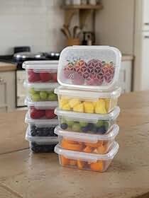 Kit 10 Marmitas Fitness Potes 800ml com Trava Click BPA Free para Microondas e Freezer