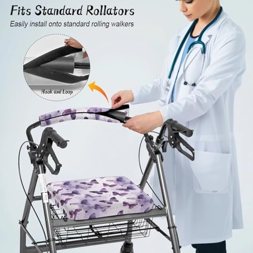 Image of Butterfly Universal Walker Backrest Covers, Soft Rollator Seat and Backrest Covers, Adjustable Seat Covers for Seniors