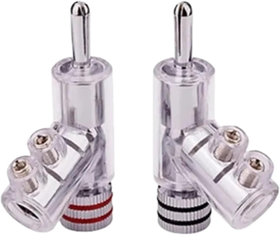 Banana Audio Amplifier Y-Shaped Gun Type Adapter Hi-End Copper for 4mm Head Self-Locking Speaker Connector Gold Silver(10 Pairs,Silver)