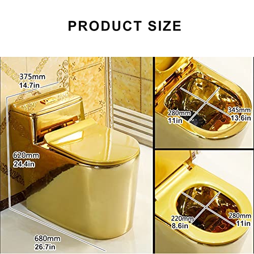 T WC con sedile a chiusura rallentata, 305 mm, 27 x 24 x 15 pollici, facile da installare, design salvaspazio