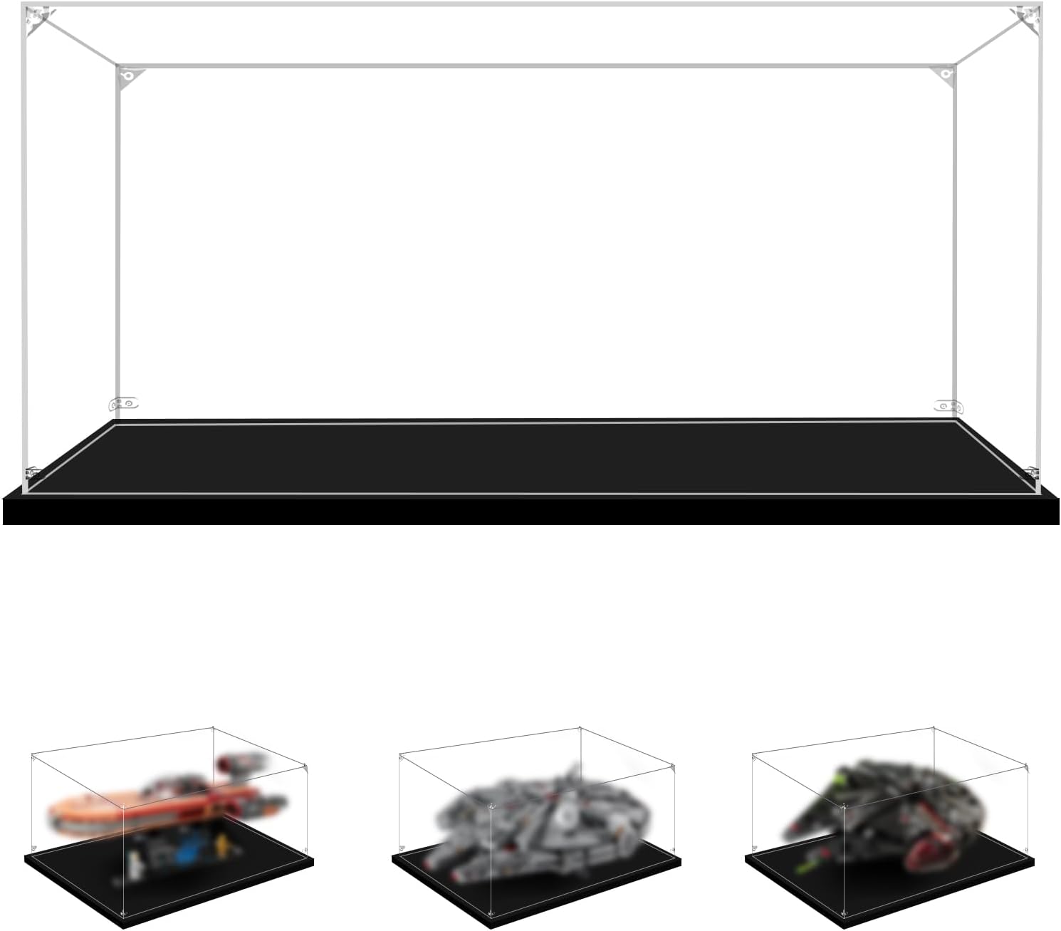 Display Case for Lego 75257 Millennium Falcon, 75389 Dark Falcon or 75341 Luke Skywalker’s Landspeeder, 19.68x14.17x7.87inches (50x36x20cm)