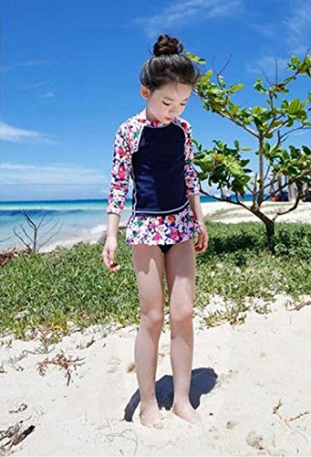 Emfay キッズ 水着 女の子 女児用 セパレート 長袖トップス 