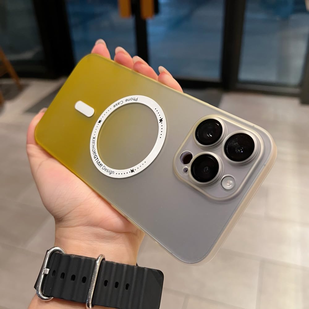 Couverture mate transparente dure iPhone 12 Pro étui magnétique jaune dégradé - 7