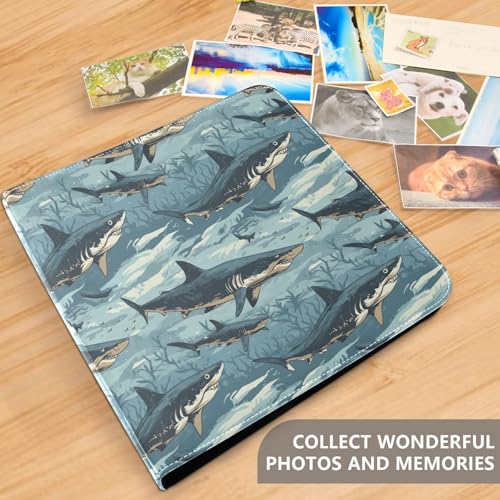 Álbum de fotos ALAZA Sharks Seaweeds con cubierta de cuero PU multicolor, diseño de anillas, tamaño 11.8 x 11.2 x 1.5 pulgadas miniatura 4