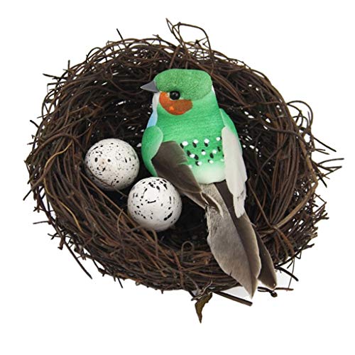 HomeDecTime Artificial Hay Bird Nest & Foam Bird & Bird Eggs For Home Tree Decor