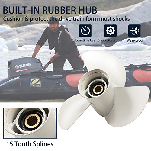 Vqprops Oem Upgrade 13 5/8 X 13 (15 Spline Tooth) Aluminum Boat Outboard Propeller Fit Yamaha Engines 50-130Hp Oem Parts No.6E5-45949-00-El,Rh thumb #5