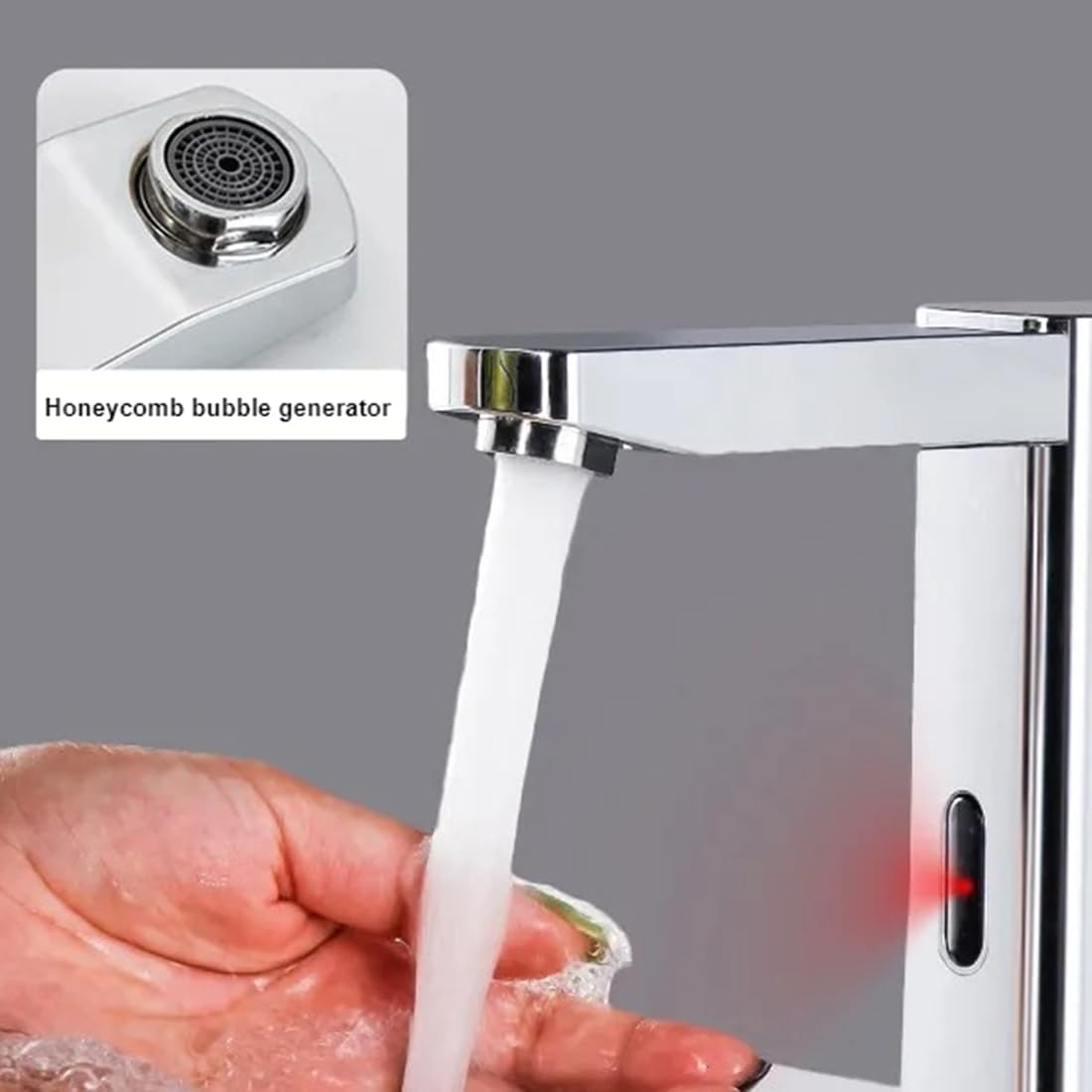 Grifo de Baño Sin Contacto, para Lavabo, Inodoro, con Sensor de Movimiento Infrarrojo, Grifo Cuadrado Automático Inteligente para Montaje en Cubierta.