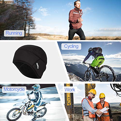 Coolchange Skull Cap Helmet Liner with Glasses Port Winter Thermal Running Beanie Cycling Cap Black - Thumbnail 7