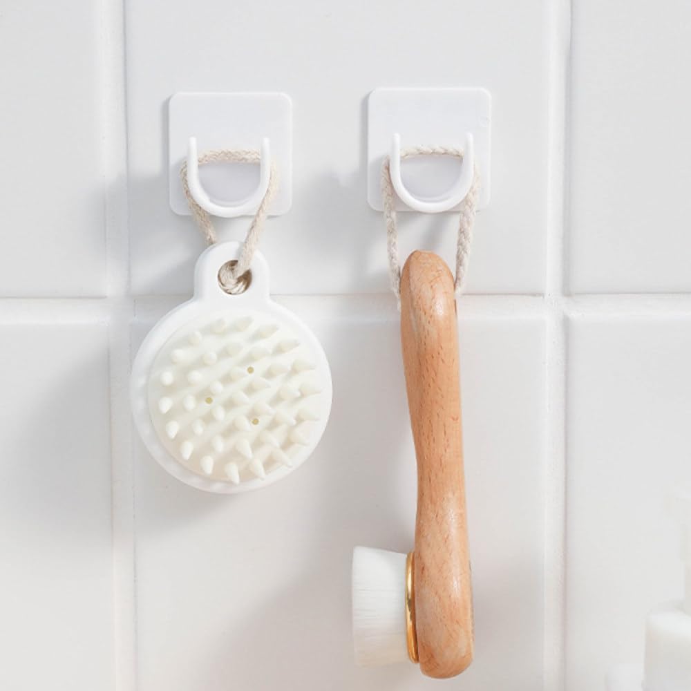 NevStp Strong Curtain Rod Bracket Holders Hooks Self-Adhesive Adjustable Wall Curtain Fixed Clip Hanging Rack Hook Bathroom Accessories,White,10pcs