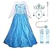 JerrisApparel Snow Party Elsa Dress Queen Costume Princess Anna Girls Dress Up (3-4, Elsa with Accessories)