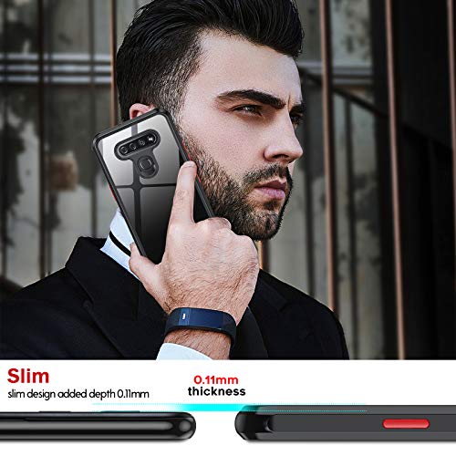 LeYi Compatible with LG K51 Phone Case, LG K51 Case with 2 Tempered Glass Screen Protector, Shockproof Bumper [Unique Buttons] Clear Back Slim Protective Phone Case for LG K51, Black - Image 8