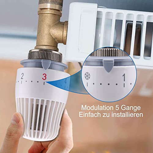 Wengart Thermostatischer Heizkörperkopf WG4007,M30x1,5,Heizsystem-Temperaturregelkopf,Geeignet für Büro-Haushalts-Heizkörperventil,Weiß
