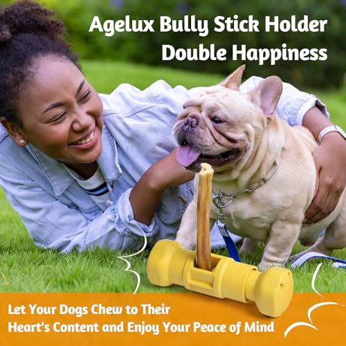 Agelux Bully Stick Halter für Hunde – gezackter Metall-Kauhalter für kleine, mittelgroße und große Hunde – hält Bully Sticks sicher – 13 cm Größe