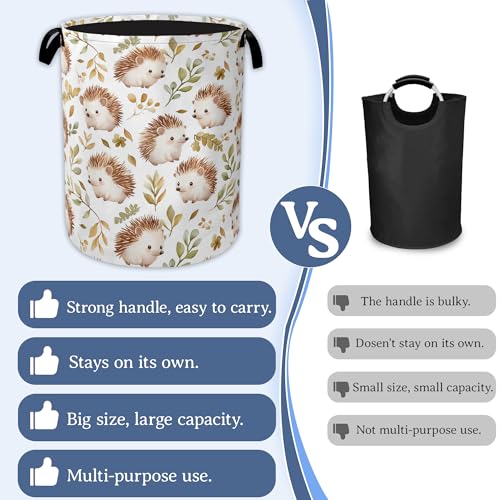 Image of Cute Hedgehog Laundry Basket,Oxford Cloth Laundry Hamper With Handle Foldable Portable Clothes Storage Basket for Laundry Room /Bedroom /Bathroom 20.8 inchx16 inch