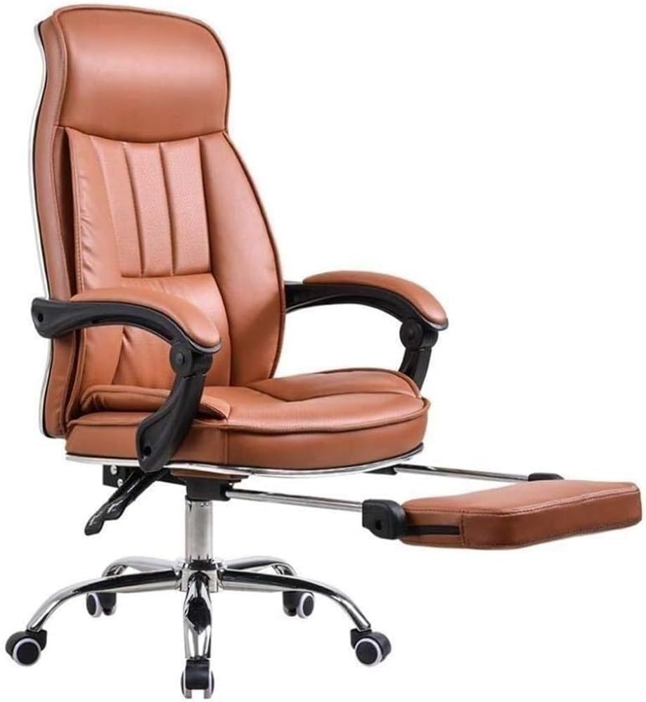 Black Executive Recline Office Chair Ergonomic Leather Computer Desk Chair with Adjustable Armrest Lounge Chair for Meeting Room Business Comfort(Brown2)