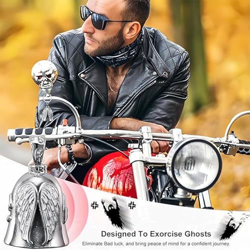 Image of Guardian Bell, Angle Wings Guardian Bell for Bike Car Motorcycles Guardian Bells Keychain Suitable Rider Gear Cycling Events Commuter Bikes Vintage Bike Restoration Handlebars