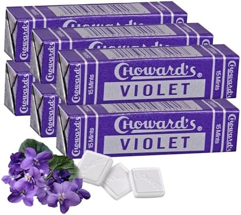 Choward's Violet Mints Candy | Bold Aromatic Flavor | Perfect for Snacks in Lunchboxes, Travel, Sharing, and Gifting | Nostalgic Vintage Candy | 6 Pack (15 Mints Per Package)