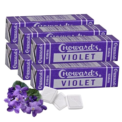Vintage Candy Box Choward's Violet Mints Candy | Bold Aromatic Flavor | Perfect for Snacks in Lunchboxes, Travel,...