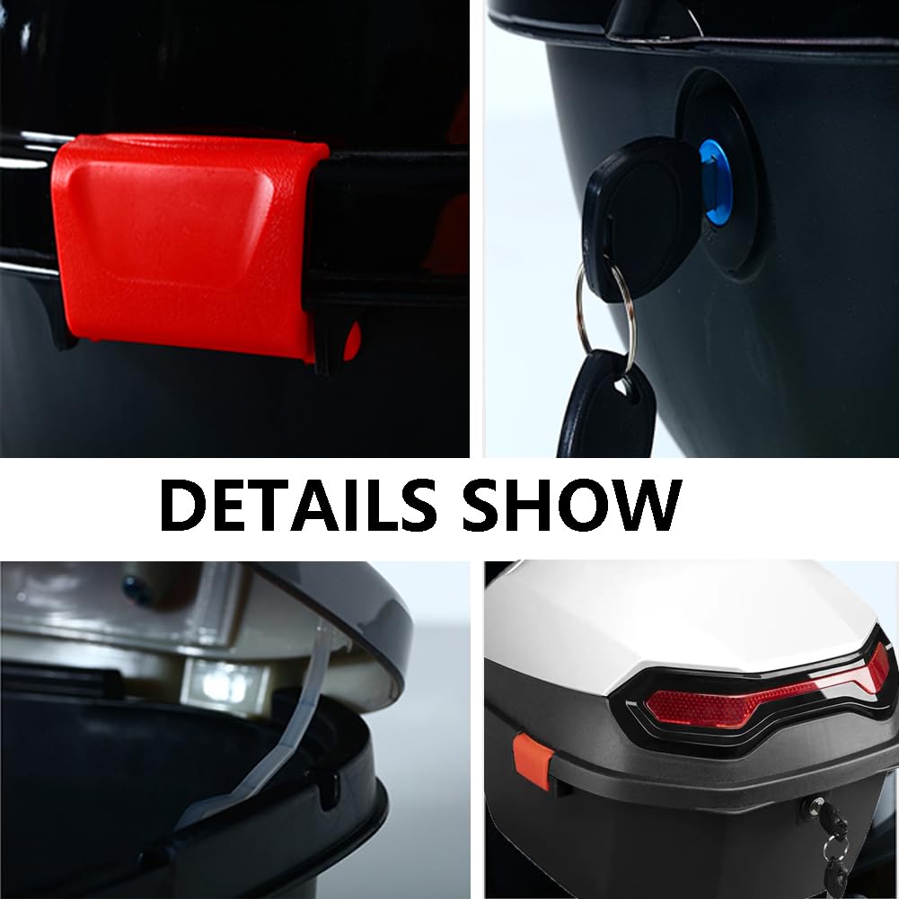 Moto ABS Top Box, Universal Scooter/Moto Equipaje Casco Almacenamiento Topcase, Con Reflector Y Herrajes De Montaje,Negro,41x41x29cm