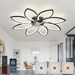 Ventilador Techo 90 Cm YUNLONG 90cm Ventilador de Techo con Luz y Mando a Distancia Led Lampara Ventilador Techo Silencioso Regulable Motor DC Reversible 6 Velocidades Ceiling Fan with Light para Dormitorio Cocina,Negro
