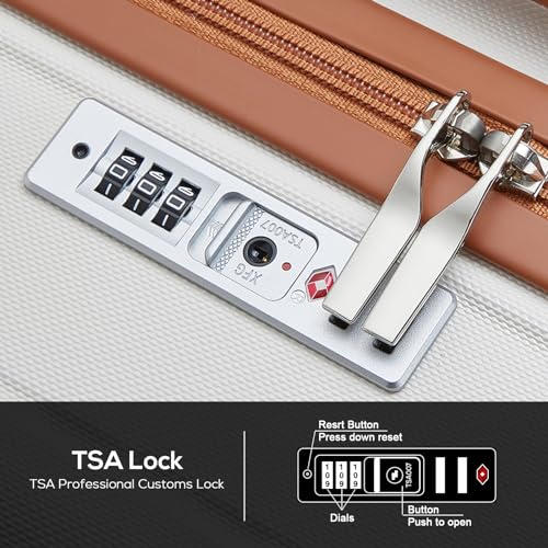 Image of Melalenia Luggage 10 Piece Sets Clearance,Large Suitcase Set Spinner Wheels with TSA Locks,Hard Shell Luggage Sets for Women Travel Suitcase (White brown)