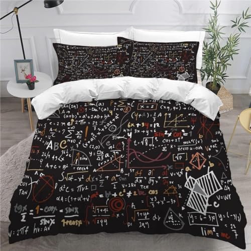 Housse de couette formule mathématique 220x240 anti-plis en microfibre