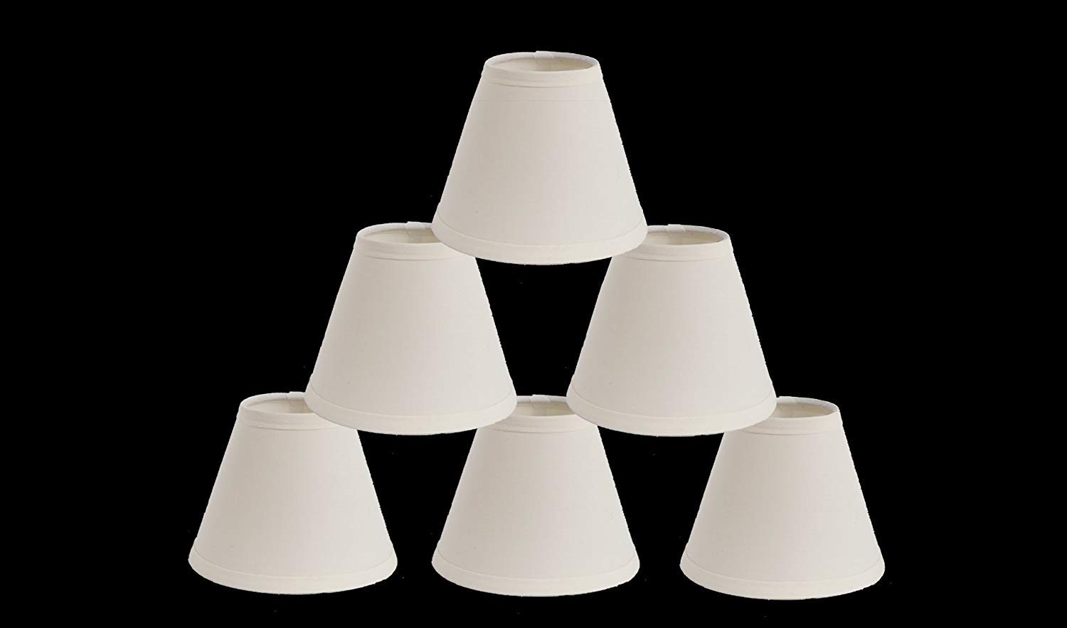 Urbanest Mini Chandelier Lamp Shades 6-inch, Cotton, Hardback, Clip On, Eggshell (Set of 6)