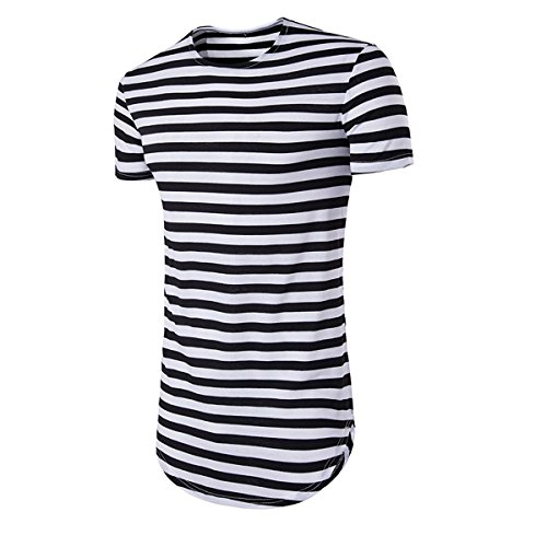 Mirecoo -  Polo - A Righe - Collo a U - Uomo Black Small