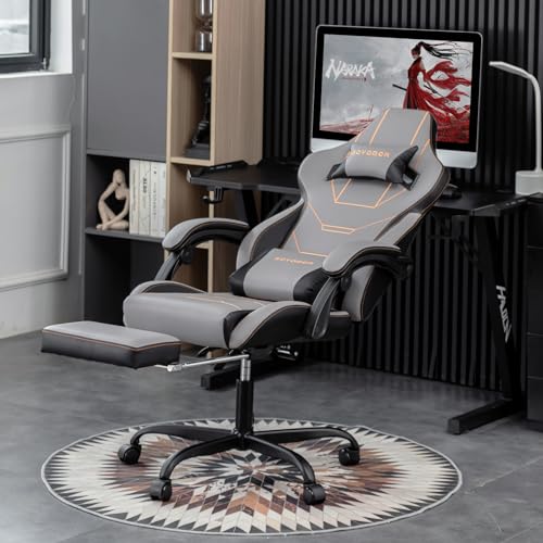 Video Gaming Chair with Footrest, Ergonomic Gamer Chair with Lumbar Support, Height Adjustable Swivel Racing Gaming Massage Chair, Reclining Computer Office Desk Chair for Adults - Image 3