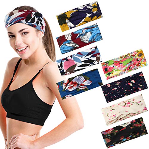 8 Pieces Boho Headbands with Buttons for Women, Hair Bands for Yoga Sports Outdoor Activities, Multi-functional Buttons Ear Protection Hair Accessories for Face Cover