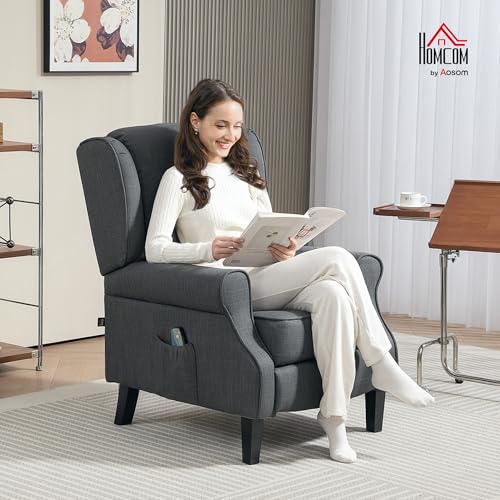 HOMCOM Relaxsessel Fernsehsessel mit Liegefunktion Massagesessel mit Wärmefunktion Fußteil Seitentasche Fernbedienung TV Sessel für Wohnzimmer Dunkelgrau – Bild 3