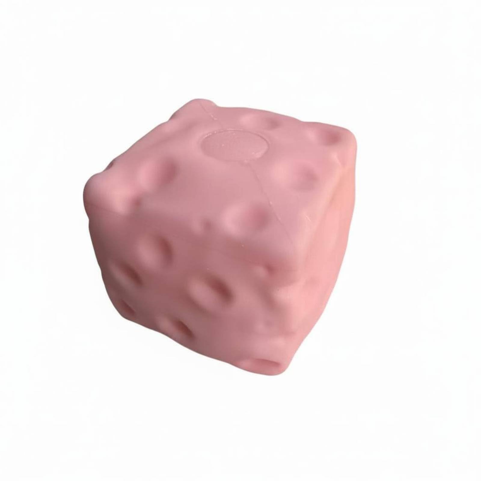 Squeezable Cheese Block Squishy Soft Perforated Squishy Cube Rounded Edges Cheese Cube Stress Ball Anxiety Relief, Pink, 5.5CM Flour-image-39