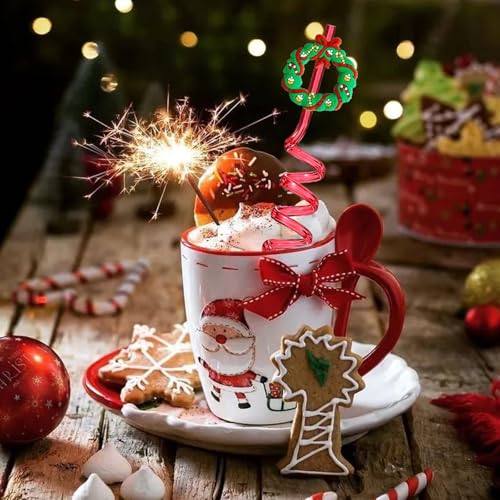 24 pitillos navideños decorativos con 2 cepillos de limpieza miniatura 5