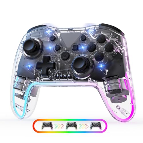 Image of Wireless Pro Controller for Switch /Lite /OLED /PC /Android /iOS - Ergonomic Gamepad with 7 Color RGB Lighting, Turbo /Vibration Adjustment & One-Key Wake-Up Function
