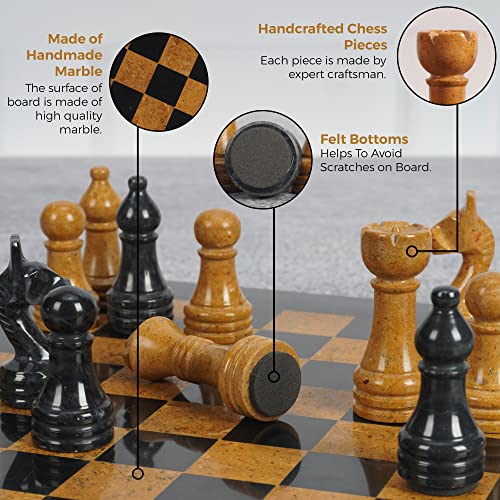 Radicaln Chess Set Handmade Black And Golden Full Marble Chess Board Game Set - Staunton Marble Tournament Two Players Full Chess Game Table Set - Non Wooden - Non Backgammon #TOP4