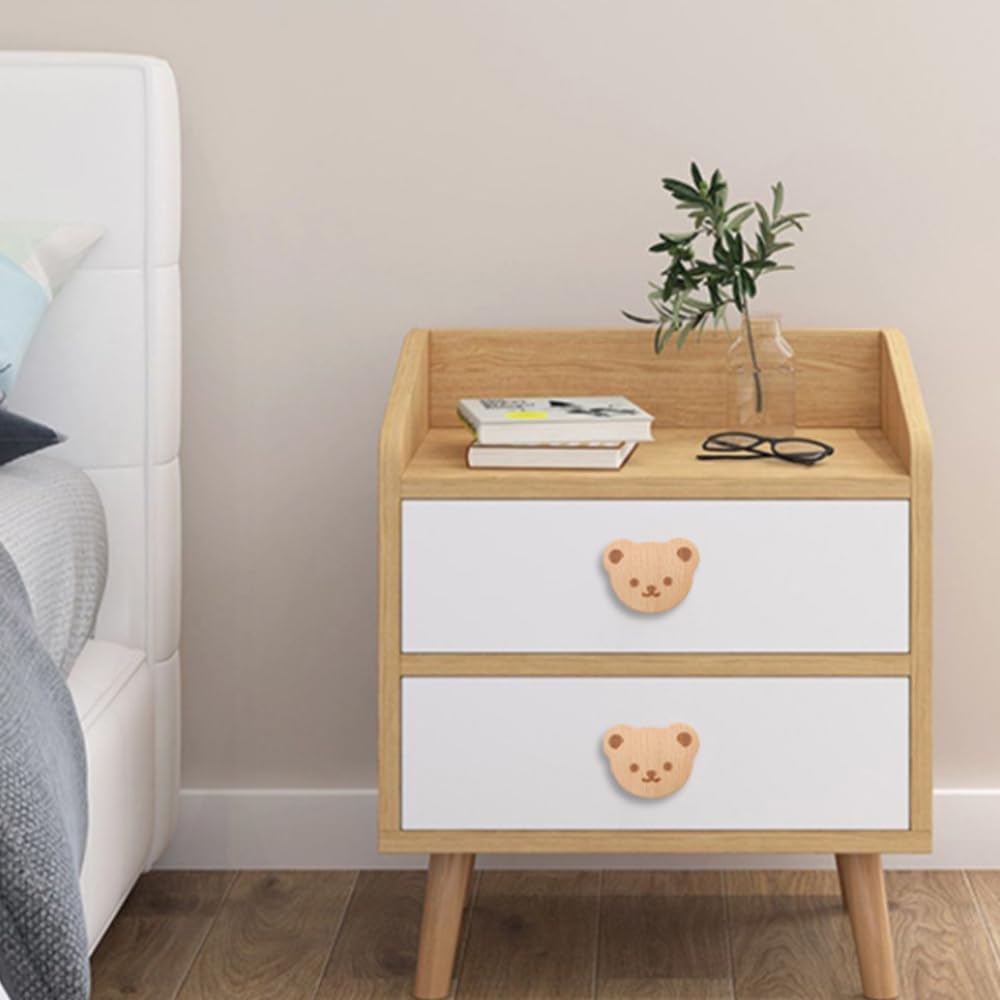 Pomelli per Porte Bambini in Legno con Motivo Animali, Manopole Cassetti 2 Pezzi