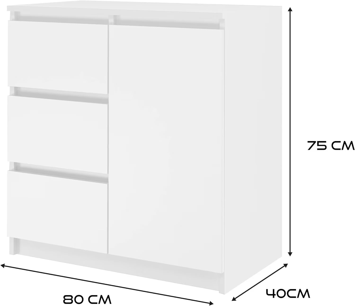 CDF Cassettiera 1D3S | Colore: Bianco | Armadio per documenti e piccoli oggetti | Ideale per soggiorno, camera da letto, cameretta dei bambini e ufficio | 3 cassetti spaziosi | facile da montare