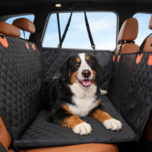 Egles 犬 カーシートカバー 後部座席プロテクター ハードボトムエクステンダーマット 大型犬用 600D 防水 傷防止 滑り止め クイック取り付け 折りたたみ式バッグ付き カーベッド ペットハンモック SUVトラック用の商品画像（Amazon）