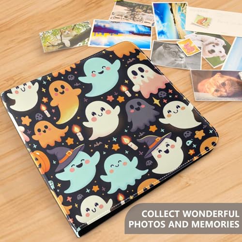Álbum de Fotos Scrapbook Adhesivo de PU Cuero Halloween Fantasmas Libro de Fotos de 3 Anillos 40 Páginas 8x10 para Memorias miniatura 5