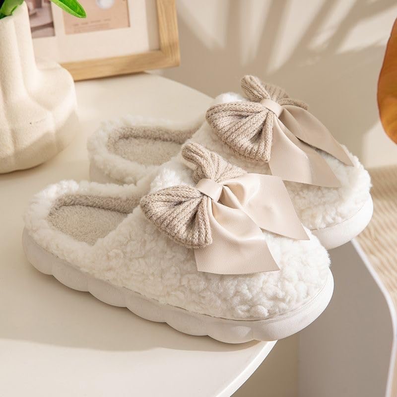 Image of Unisex Winter Flip Flop Slipper for Men and Women Soft Faux Fur Slip On Indoor Home Slides Slipper for Bedroom Sandals