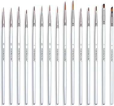 Transon Fine Detail Paint Brush Set 15pcs for Miniature Models Craft Painting Body Painting with Acrylic Gouache Watercolor Tempera and Oil Paint