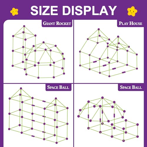 Fort Building Kit for Kids,STEM Construction Toys, Educational Gift for 3 4 5 6 7 8 9 10 11 12 Years Old Boys and Girls,Ultimate Creative Set for Indoor & Outdoors Activity,140 Pcs,Purple by SpringFlower - Image 3