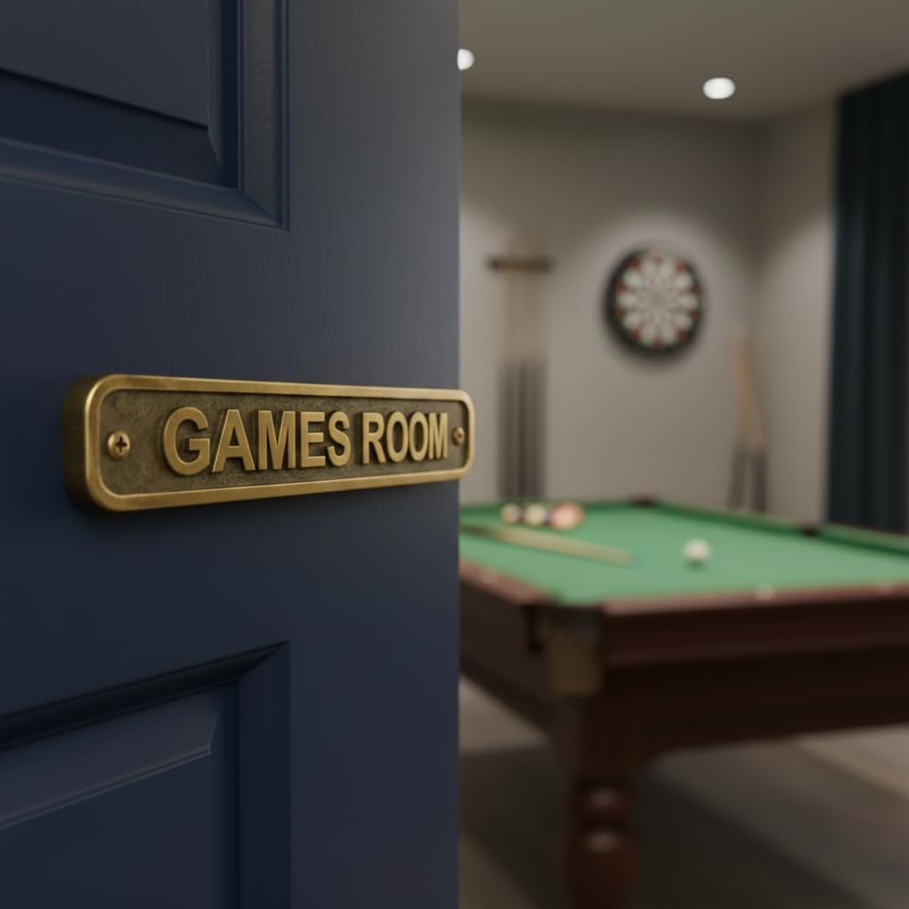 Custom Engraved Antique Brass Name Plaque – Personalized Metal Door Sign Plate for Home Office Desk Wall Decor – Custom Text Gift, Housewarming, Business (22x5 cm)