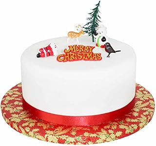 Retro Christmas Cake Decorations Set (6 Pieces)
