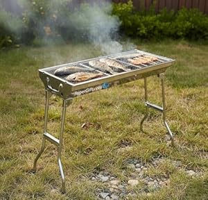 SuperGift Essential - Stainless Steel BBQ Grill with Stand Charcoal Barbecue Folding and Portable Outdoor Garden And Park Use