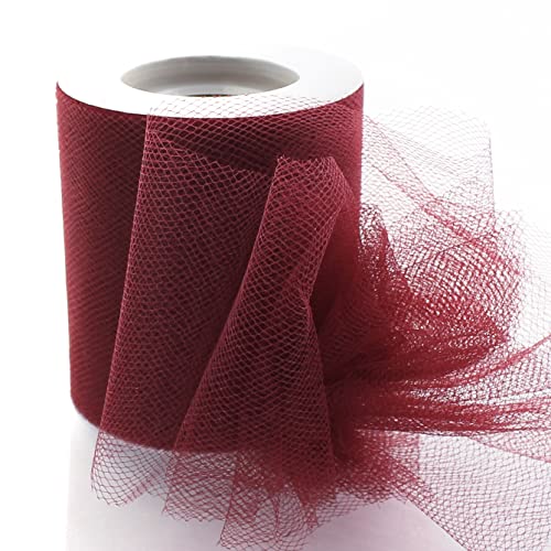 Image of 3 inch Premium Tulle Fabric Roll for Crafts, Wedding, Party Decorations, Gifts - Maroon 100Yard Spool