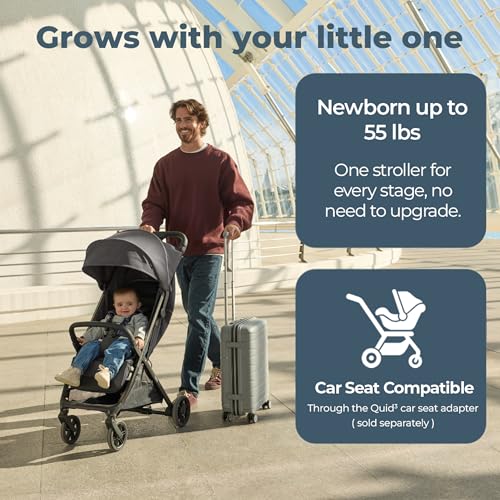 Image of Inglesina Quid Travel Stroller - Orbital Gray | Lightweight Travel Stroller for Airplane, Umbrella Stroller for Baby & Toddler 0-55 lbs, Car Seat Compatible w /Carry Bag & Wheel Covers - Bundle Kit