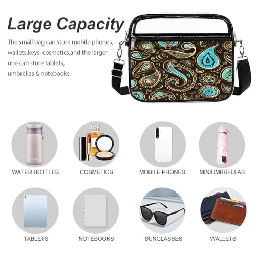 Brown Paisley Pattern Crossbody Purses for Women with Adjustable Strap Tote Handbag Shoulder Bag3
